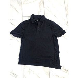 Lululemon Mens Black Medium Vent Short Sleeve Collard Shirt